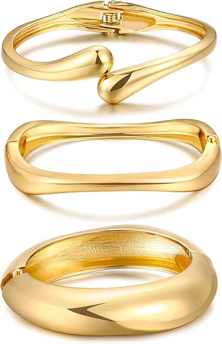 Chunky Gold Bangle Bracelets for Women